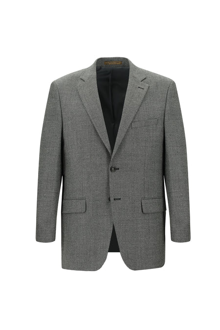 Orta Gri 4 Drop Relaxed Fit Rahat Kesim Klasik Desenli Yün Ceket-Abdullah Ki??l?