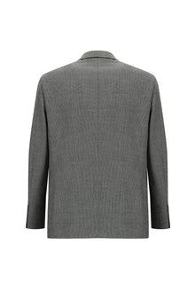 Orta Gri 4 Drop Relaxed Fit Rahat Kesim Klasik Desenli Yün Ceket-Abdullah Ki??l?