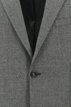 Orta Gri 4 Drop Relaxed Fit Rahat Kesim Klasik Desenli Yün Ceket-Abdullah Ki??l?