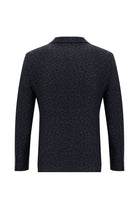 Orta Lacivert Slim Fit Dar Kesim Yünlü Klasik Desenli Ceket