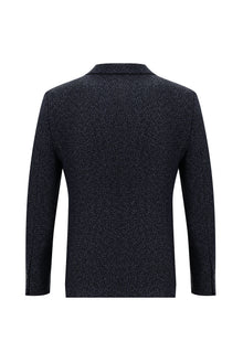 Orta Lacivert 7 Drop Slim Fit Dar Kesim Yünlü Klasik Desenli Ceket-Abdullah Ki??l?