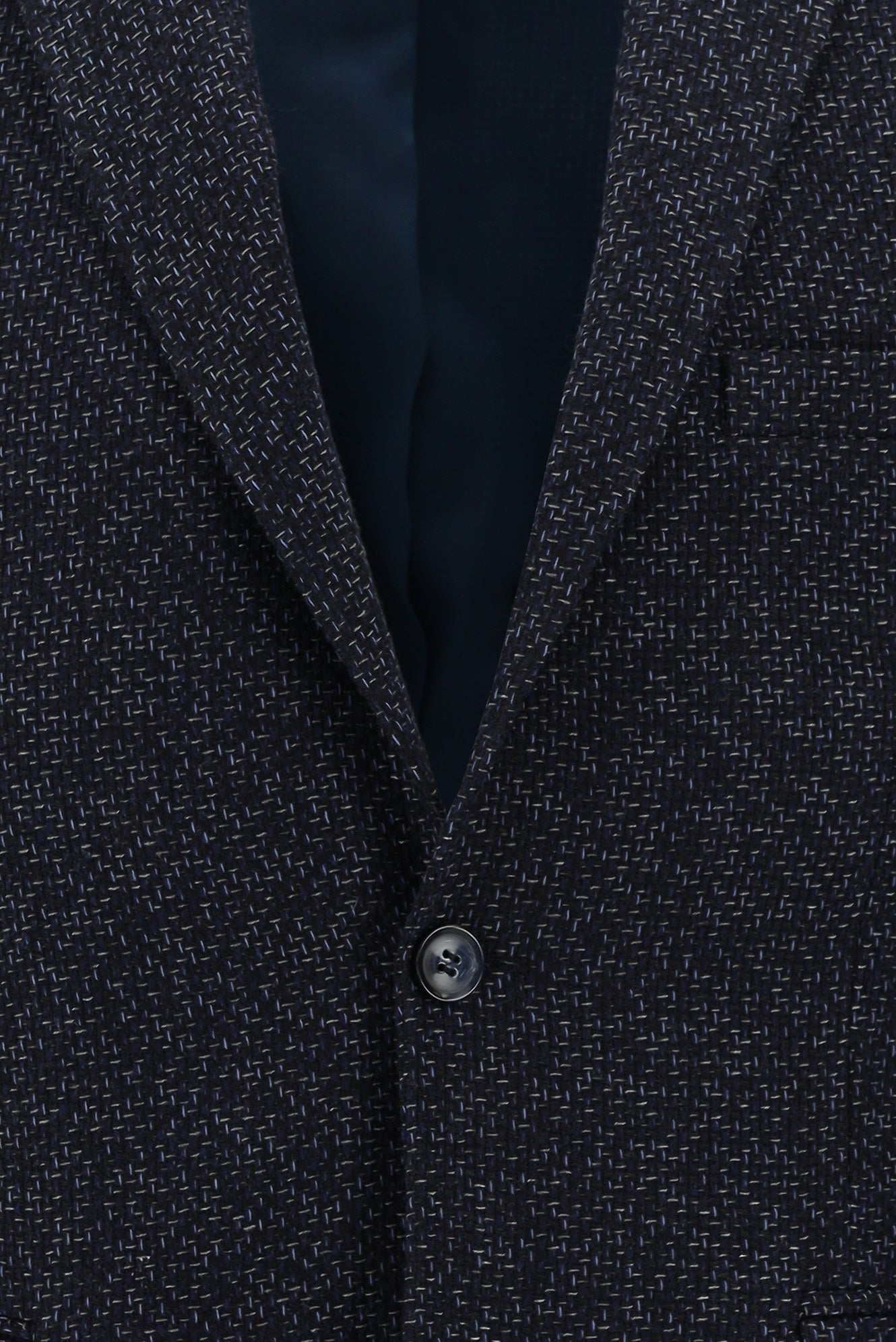 Orta Lacivert Slim Fit Dar Kesim Yünlü Klasik Desenli Ceket