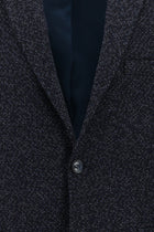 Orta Lacivert Slim Fit Dar Kesim Yünlü Klasik Desenli Ceket