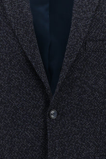 Orta Lacivert Slim Fit Dar Kesim Yünlü Klasik Desenli Ceket