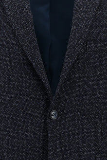 Orta Lacivert 7 Drop Slim Fit Dar Kesim Yünlü Klasik Desenli Ceket-Abdullah Ki??l?