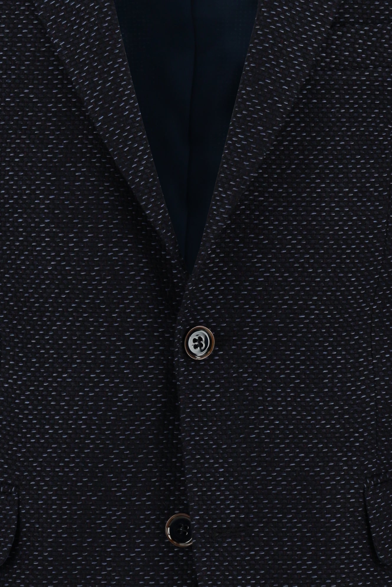 Koyu Lacivert Slim Fit Dar Kesim Yünlü Klasik Desenli Ceket