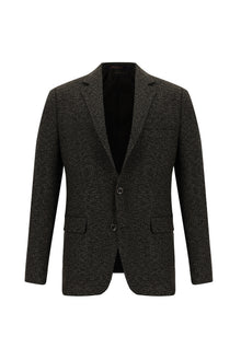 Koyu Kahve 7 Drop Slim Fit Dar Kesim Yünlü Klasik Desenli Ceket-Abdullah Ki??l?