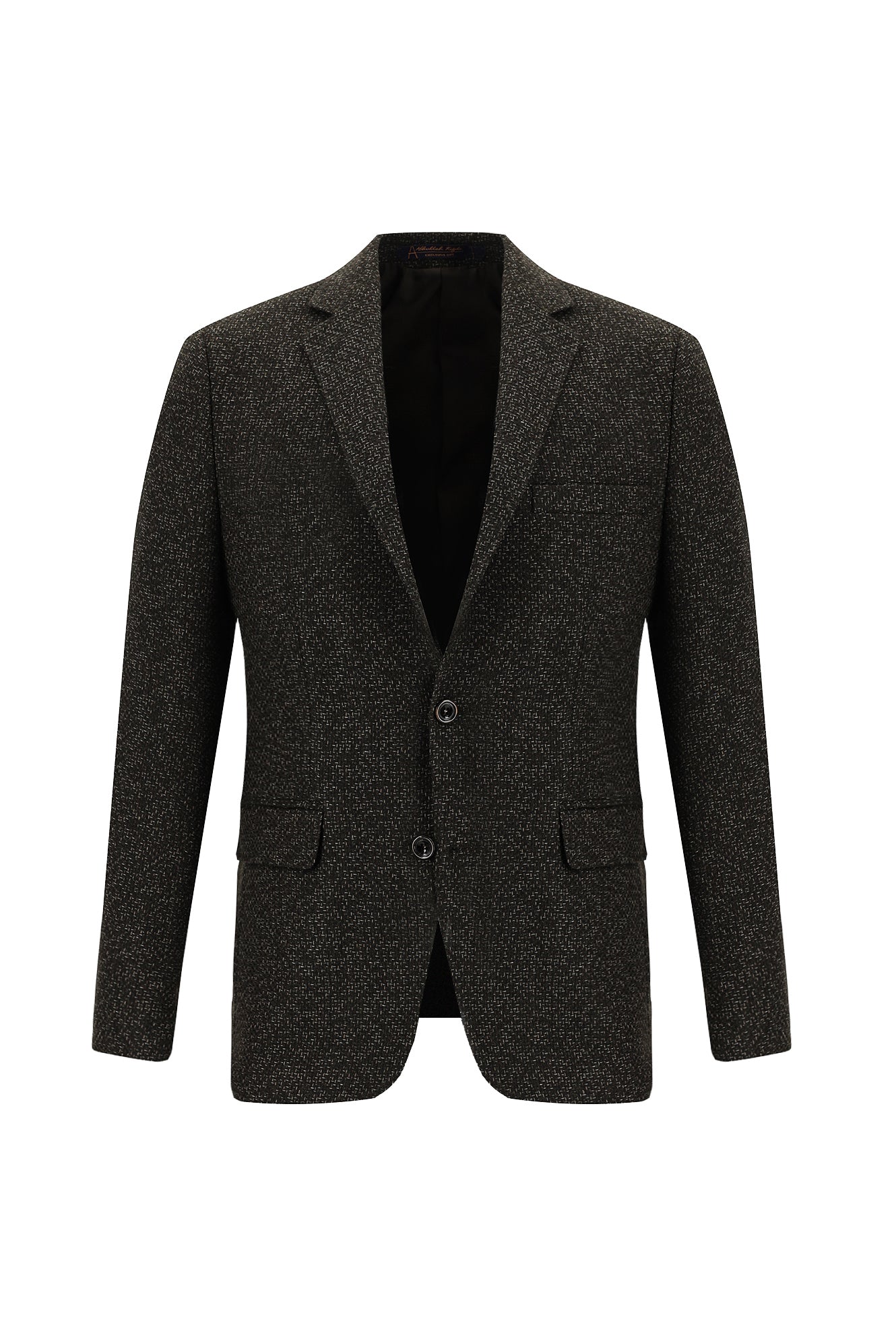 Koyu Kahve Slim Fit Dar Kesim Yünlü Klasik Desenli Ceket