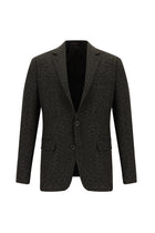 Koyu Kahve Slim Fit Dar Kesim Yünlü Klasik Desenli Ceket