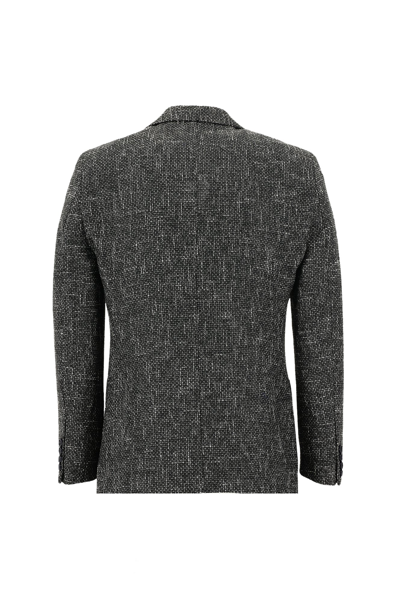 Titanyum Gri Relaxed Fit Rahat Kesim Desenli Yünlü Ceket