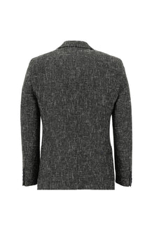 Titanyum Gri Relaxed Fit Rahat Kesim Desenli Yünlü Ceket