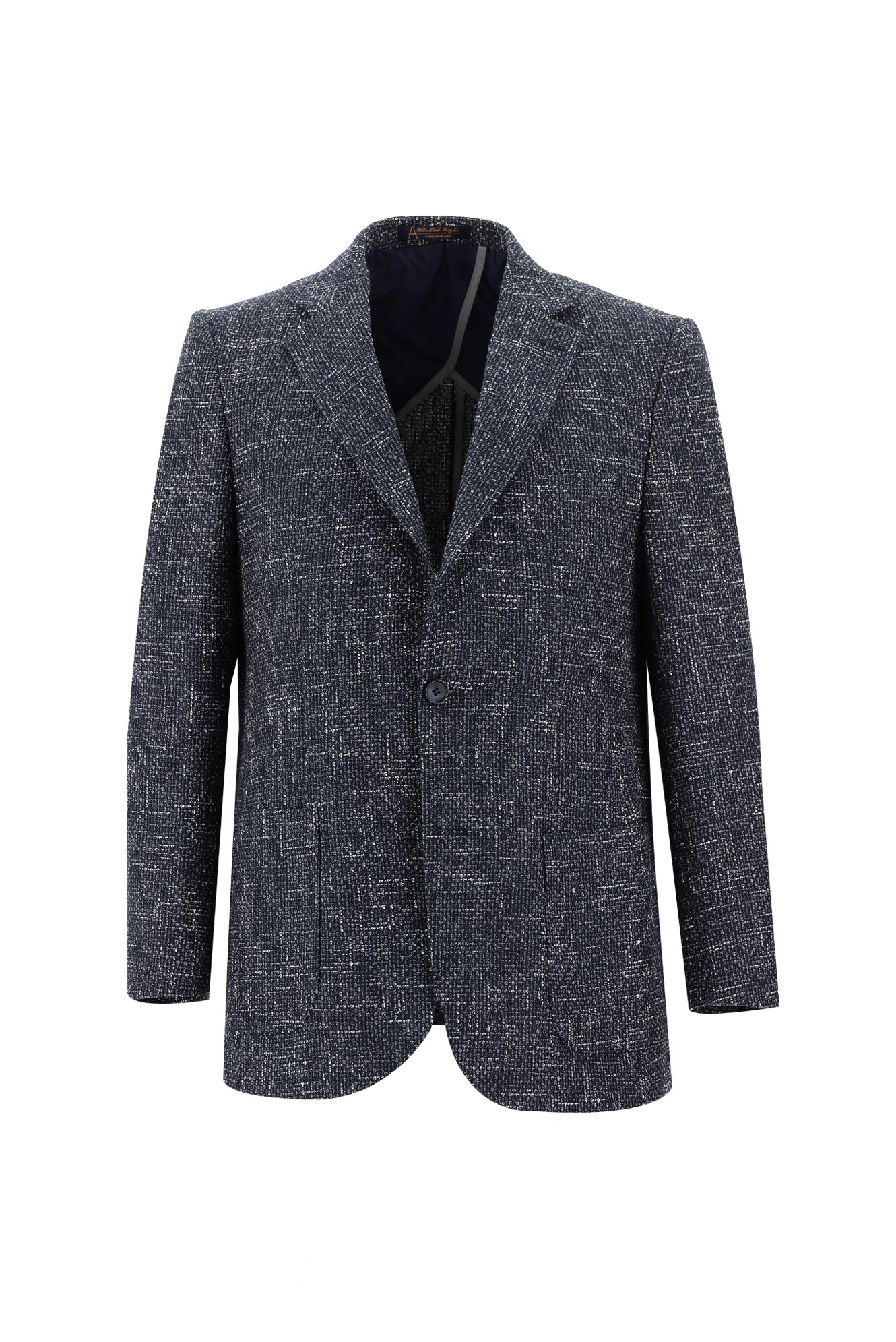 Orta Lacivert 4 Drop Relaxed Fit Rahat Kesim Desenli Yünlü Ceket-Abdullah Ki??l?
