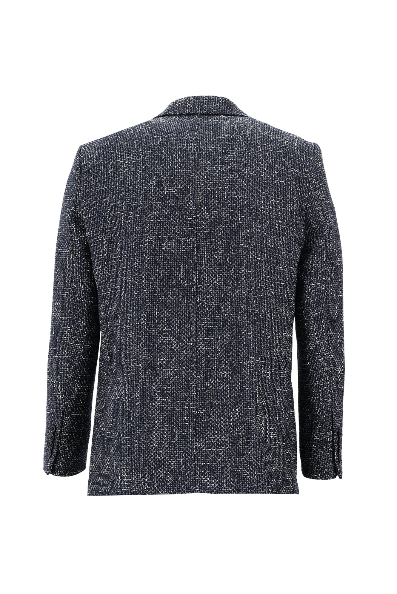 Orta Lacivert Regular Fit Desenli Yünlü Ceket