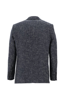 Orta Lacivert Regular Fit Desenli Yünlü Ceket