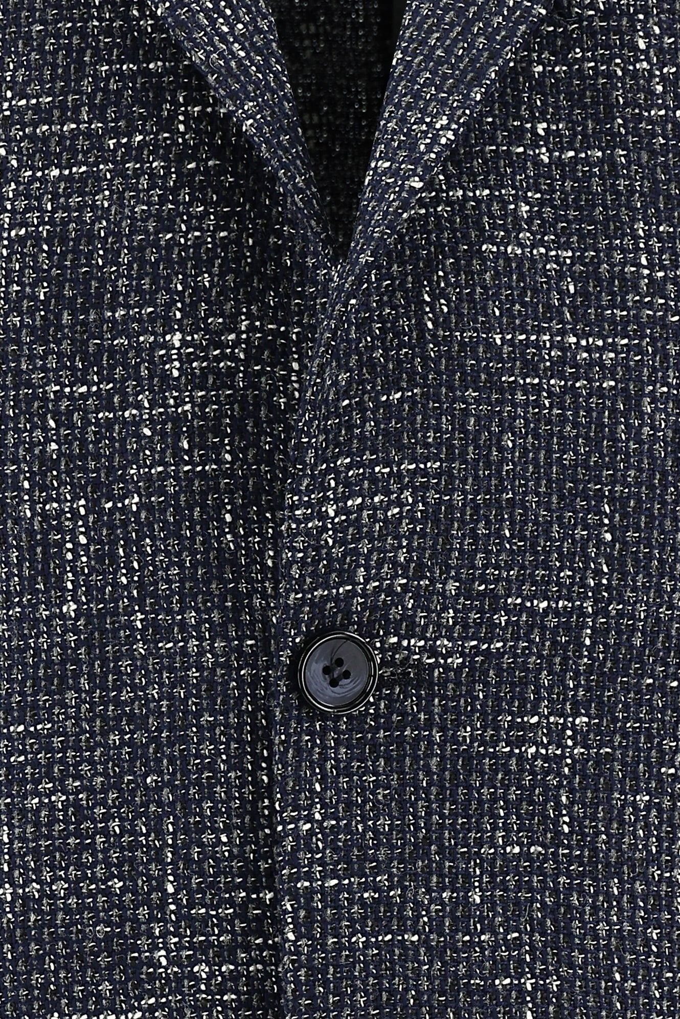 Orta Lacivert Relaxed Fit Rahat Kesim Desenli Yünlü Ceket