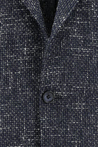 Orta Lacivert Relaxed Fit Rahat Kesim Desenli Yünlü Ceket