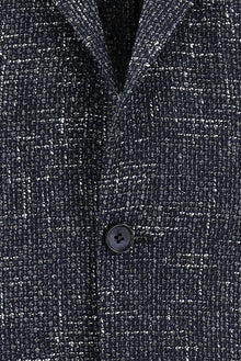 Orta Lacivert Regular Fit Desenli Yünlü Ceket