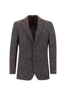 Açık Bordo Relaxed Fit Rahat Kesim Desenli Yünlü Ceket