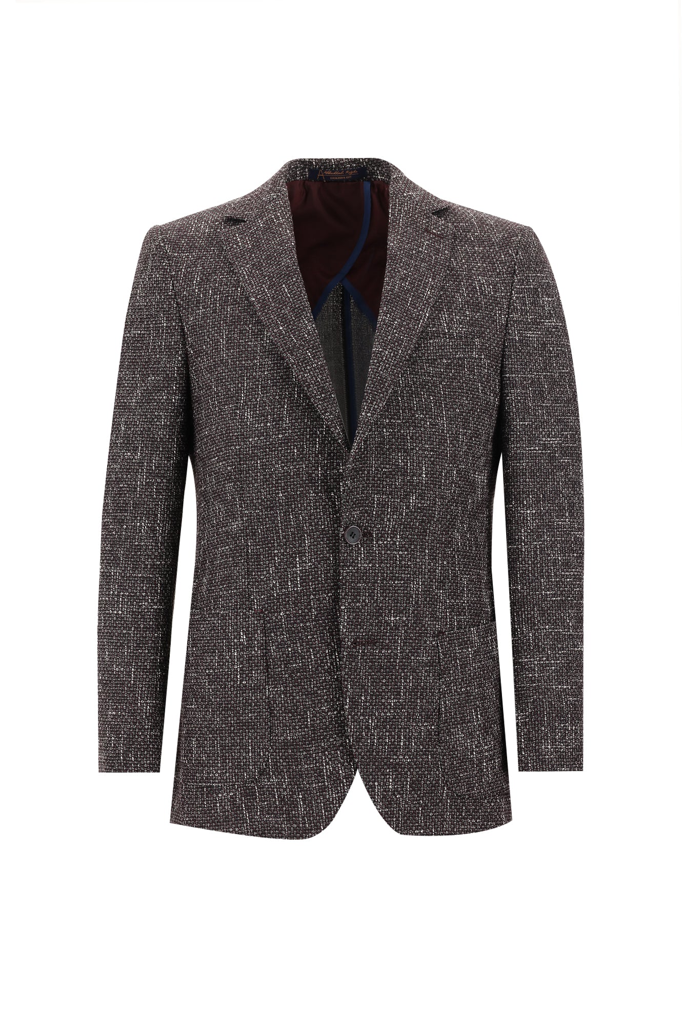 Aç?k Bordo 6 Drop Regular Fit Standart Kesim Desenli Yünlü Ceket-Abdullah Ki??l?