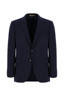 Orta Lacivert Relaxed Fit Rahat Kesim Klasik Desenli Kaşmir Ceket