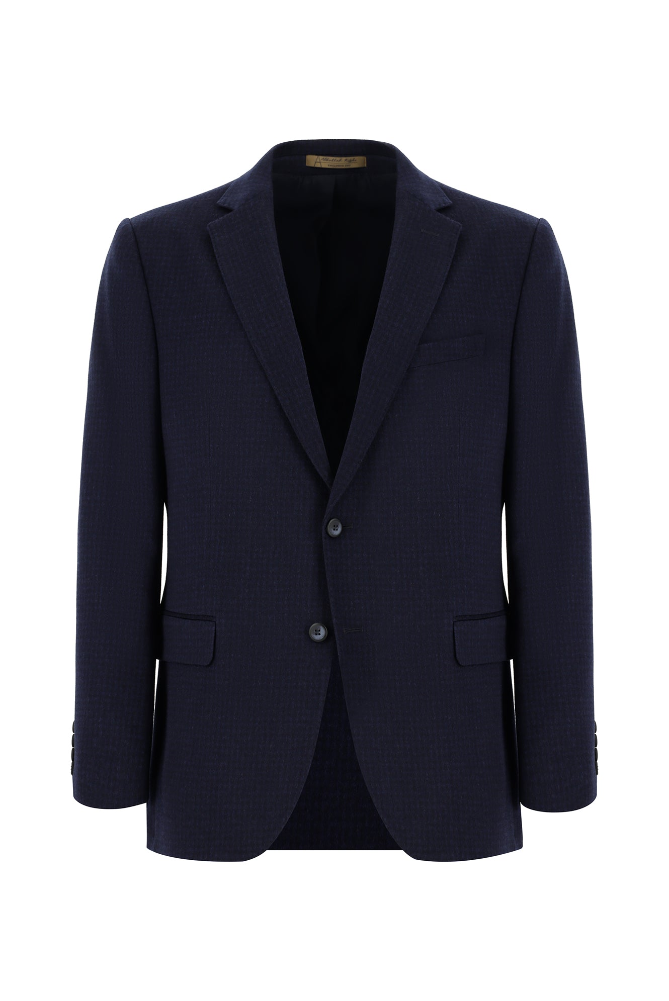 Orta Lacivert Regular Fit Klasik Desenli Kaşmir Ceket