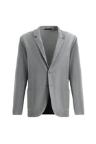 Orta Gri Slim Fit Dar Kesim Desenli Spor Örme Ceket