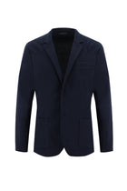 Koyu Lacivert Slim Fit Dar Kesim Desenli Spor Örme Ceket