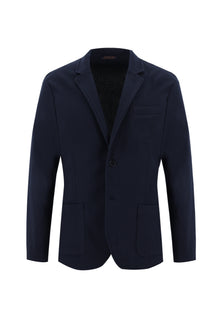 Koyu Lacivert Slim Fit Dar Kesim Desenli Spor Örme Ceket