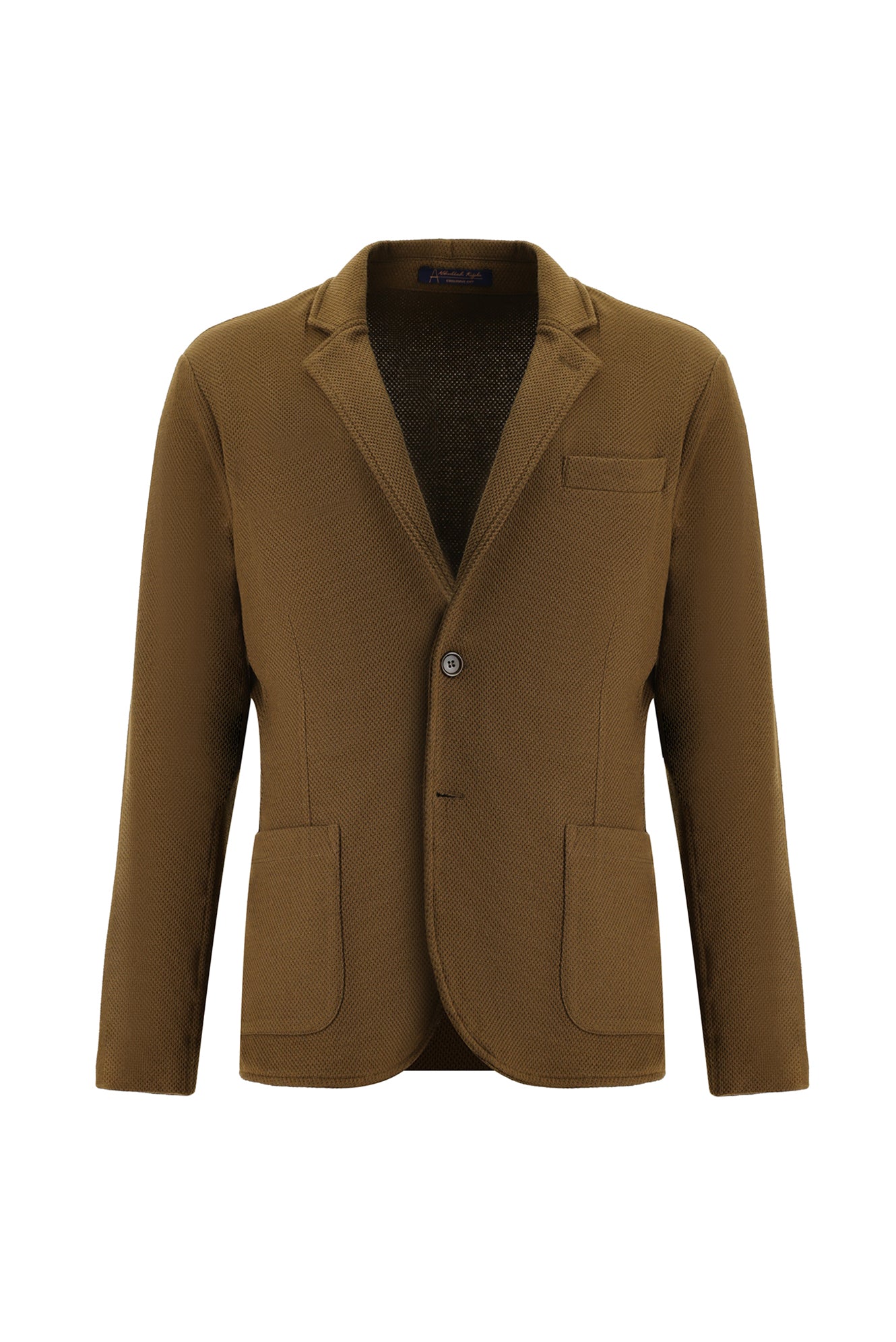 Taba Slim Fit Dar Kesim Desenli Spor Örme Ceket