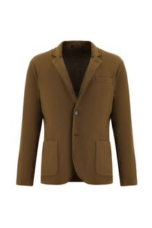 Taba Slim Fit Dar Kesim Desenli Spor Örme Ceket