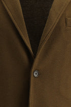 Taba Slim Fit Dar Kesim Desenli Spor Örme Ceket