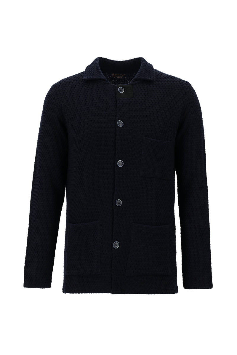 Koyu Lacivert Regular Fit Örme Triko Hırka