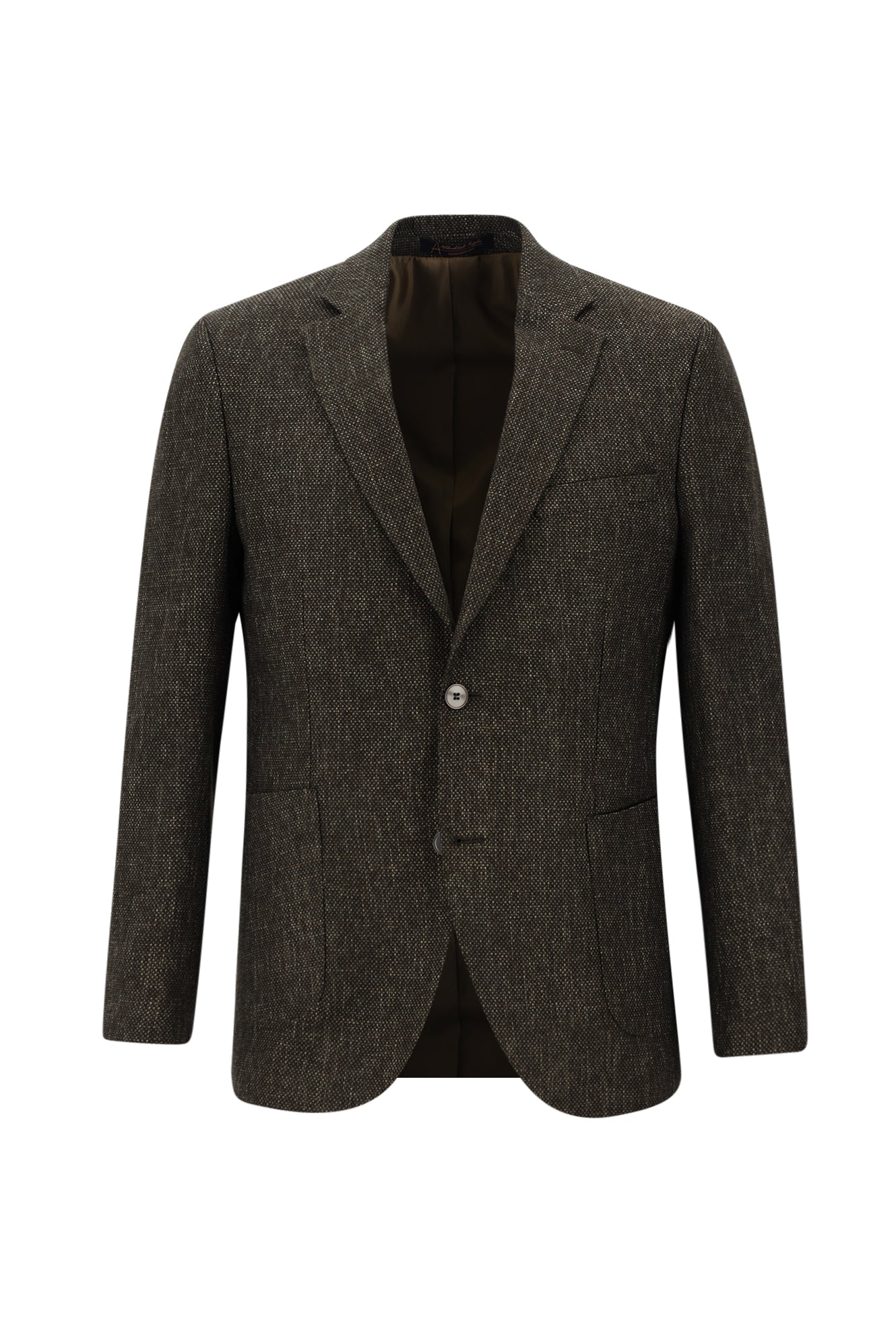 Orta Kahve Slim Fit Dar Kesim Desenli Ceket