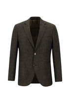 Orta Kahve Slim Fit Dar Kesim Desenli Ceket