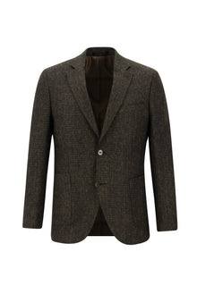 Orta Kahve Slim Fit Dar Kesim Desenli Ceket