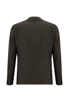 Orta Kahve 7 Drop Slim Fit Dar Kesim Desenli Ceket-Abdullah Ki??l?