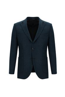 Petrol Yeşili Slim Fit Dar Kesim Desenli Ceket