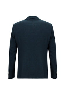 Petrol Yeşili Slim Fit Dar Kesim Desenli Ceket