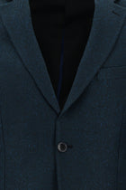 Petrol Yeşili Slim Fit Dar Kesim Desenli Ceket