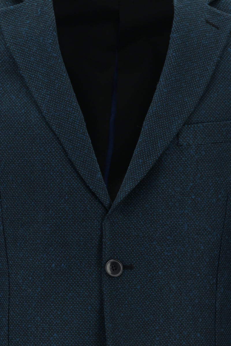 Petrol Yeşili Slim Fit Dar Kesim Desenli Ceket