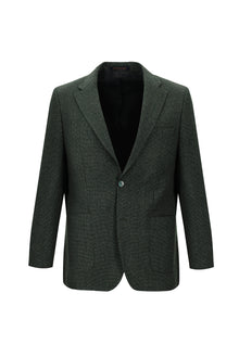 Koyu Yeşil Relaxed Fit Rahat Kesim Desenli Ceket