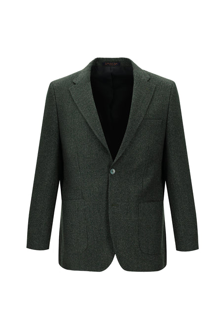 Koyu Yeşil Slim Fit Dar Kesim Desenli Ceket