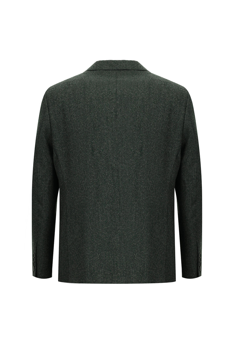Koyu Yeşil Slim Fit Dar Kesim Desenli Ceket