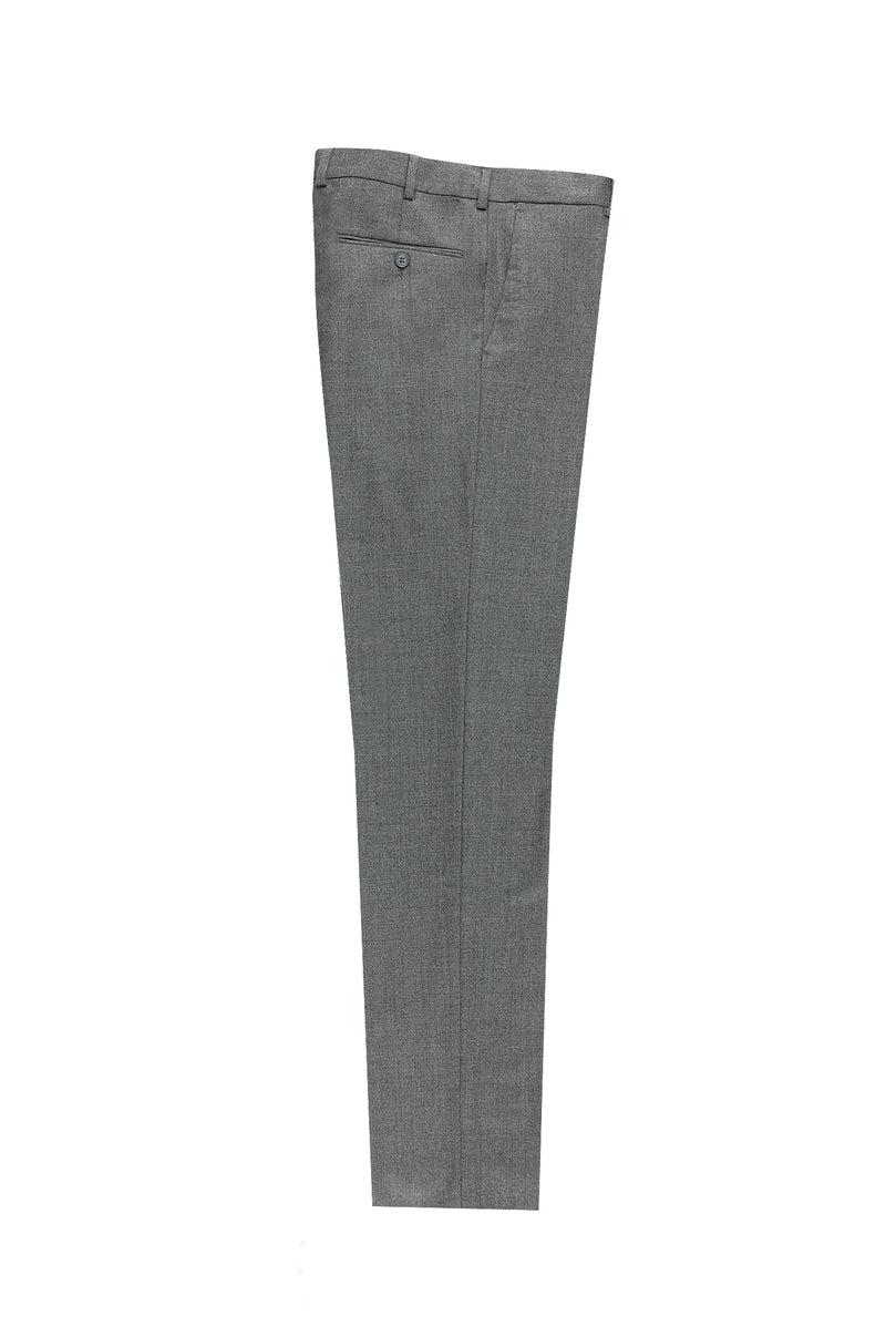 Orta Gri Slim Fit Dar Kesim Yünlü Kaşmirli Klasik Kumaş Pantolon