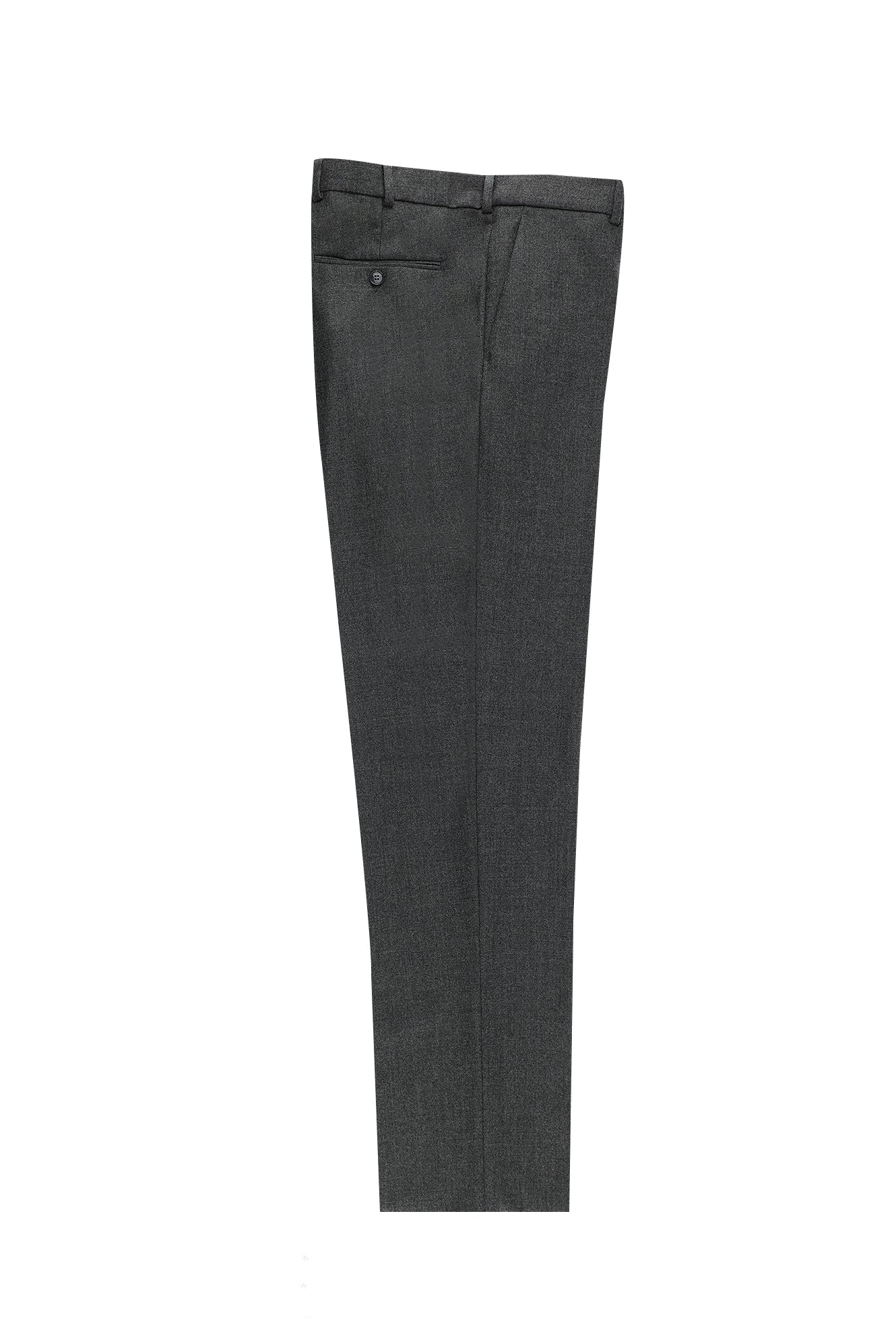 Koyu Füme Slim Fit Dar Kesim Yünlü Kaşmirli Klasik Kumaş Pantolon