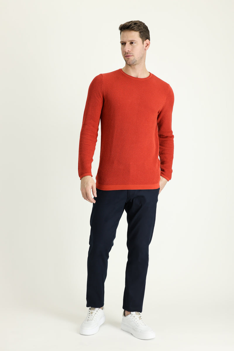 Koyu Lacivert Regular Fit Likralı Kanvas / Chino Pantolon