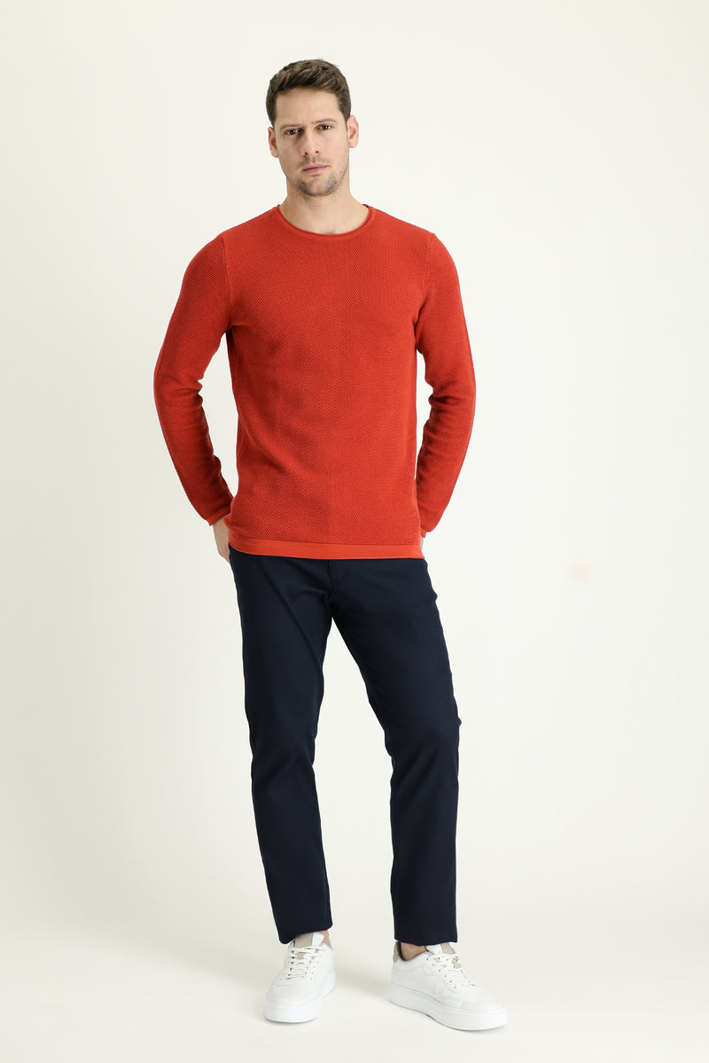 Koyu Lacivert Regular Fit Likralı Kanvas / Chino Pantolon