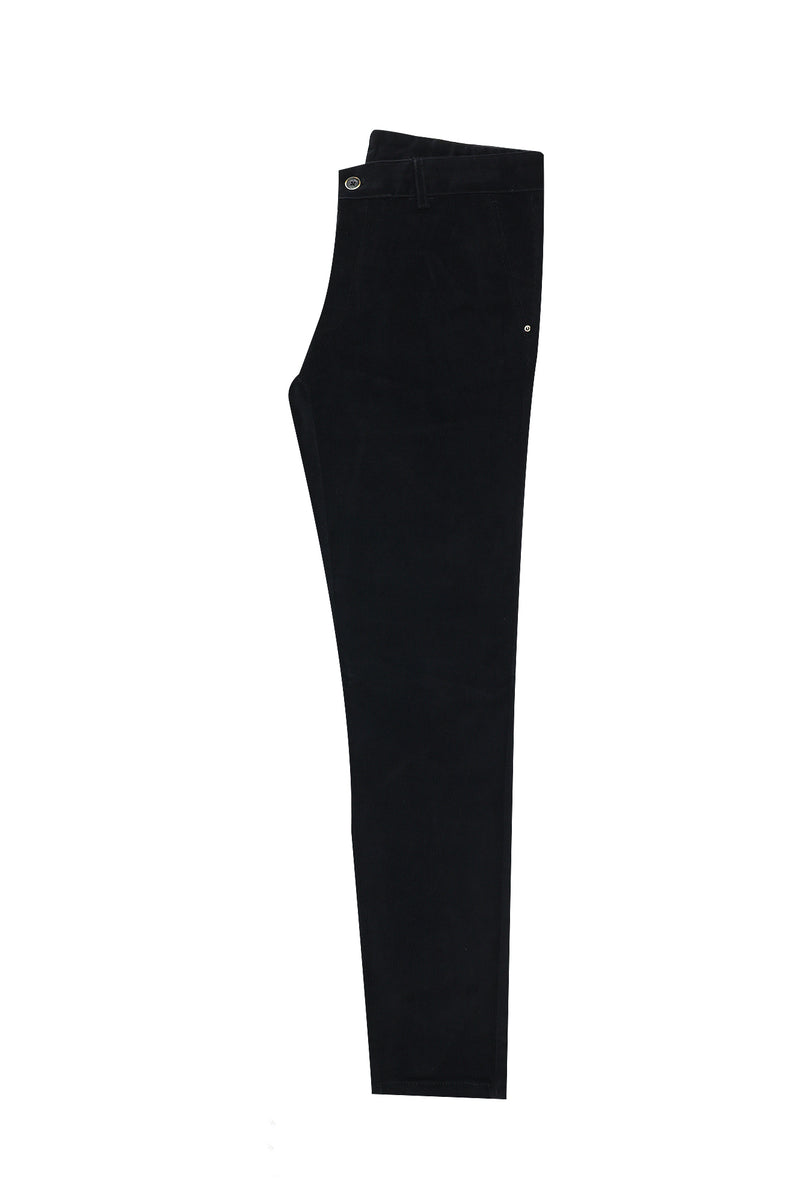 Siyah Regular Fit Likralı Kadife Pantolon
