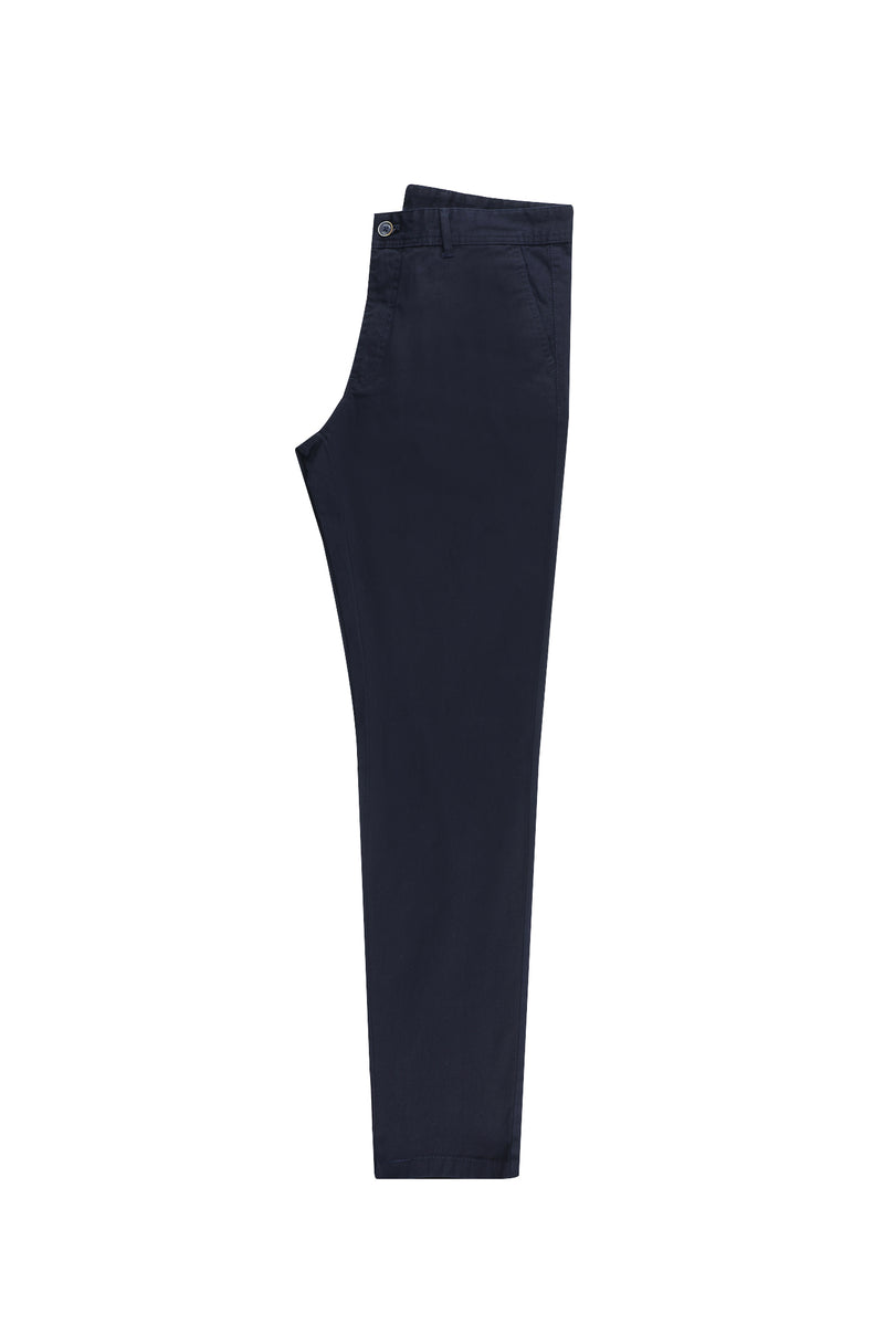 Koyu Lacivert Regular Fit Likralı Kanvas / Chino Pantolon