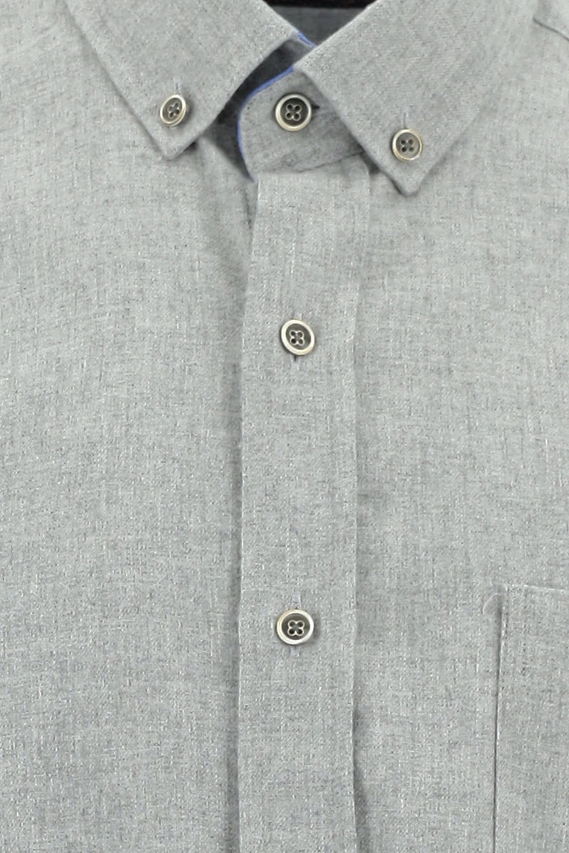 Açık Gri Uzun Kol Regular Fit Oduncu Spor Pamuklu Gömlek